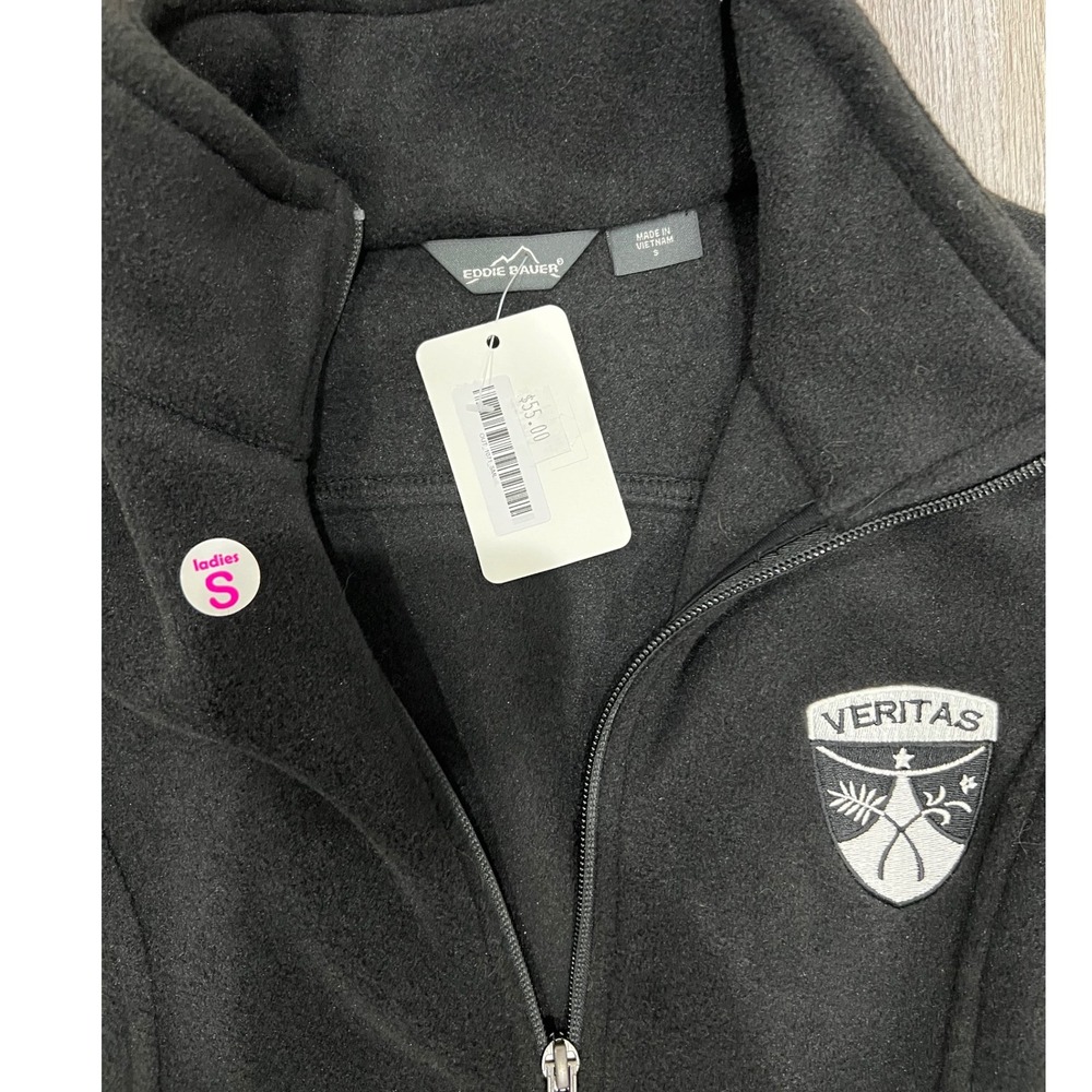Eddie Bauer Womens Black Full-Zip Fleece Vest Veritas‎ Crest Small NWT